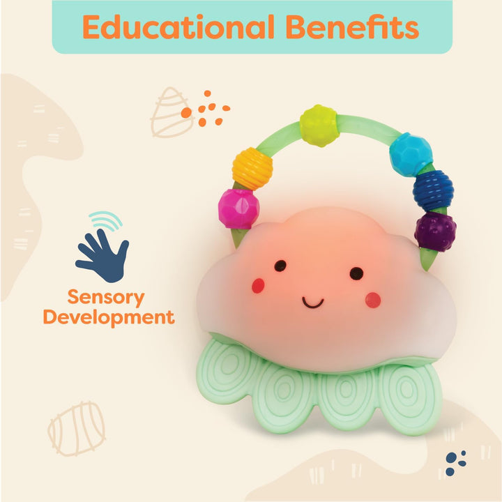 – Baby Light – up Cloud Rattle – Rain – Glow Squeeze – Sensory Development & Comfort - Teething Rattle Toys for Babies 3+ Years Months