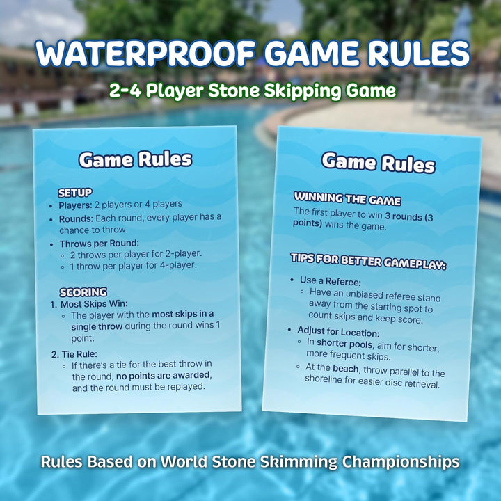 Soft Stone Skippers Game – Fun Pool Toys for Kids All Ages - 4 Pack Water Skipping Discs Set – Best Beach Games Gifts for Boys & Girls Ages 5 6 7 8 9 10 11 Year Old & up - Water Bouncing Skip Ball Toy