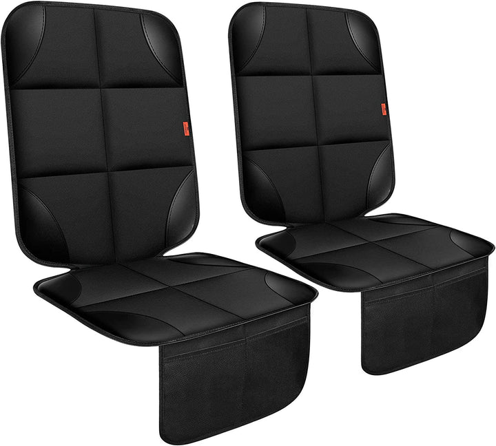 Car Seat Protector 1 Pack Car Seat Cushion Mat Thickest Padding,Waterproof 600D Fabric Car Seat Covers for Non-Slip Backing Mesh Pockets for Baby and Pet (Black, 1 Pack)
