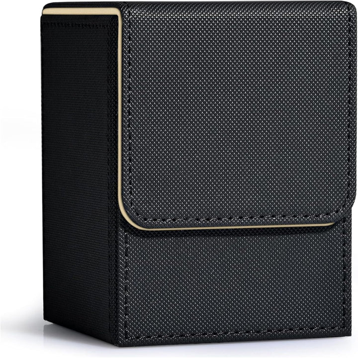 Card Deck Box for Trading Cards, MTG Commander Deck Box Holds 120+ Single Sleeved Cards, Leather Magnetic Card Storage Box Fits for TCG CCG Magic Cards (Black)