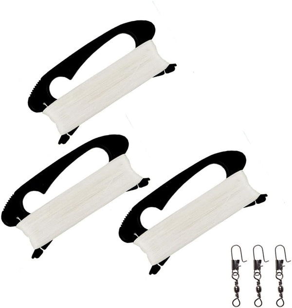 328 Feet Kite Spool 3 Pack, Total 1000 Feet Kite Spool Handle with Line String Winding Board Outdoor Sports Tool with Connector Ready Black,Pack of 3 (3 Pack)