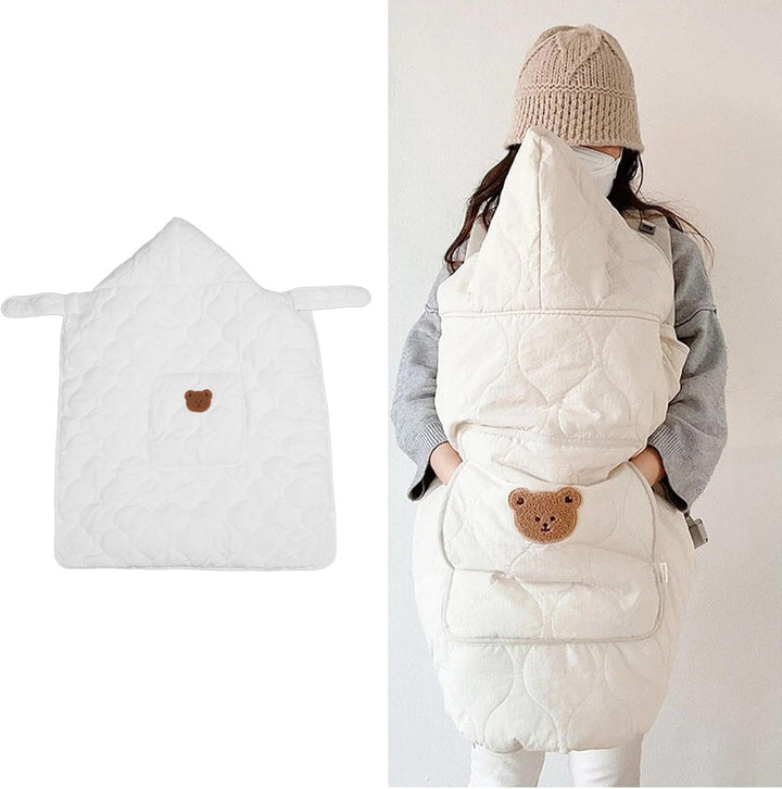 Universal Hoodie Carrier Cover, Thickened Windproof Adjust Straps Baby Carrier Winter Cover with Large Pocket for Home Use