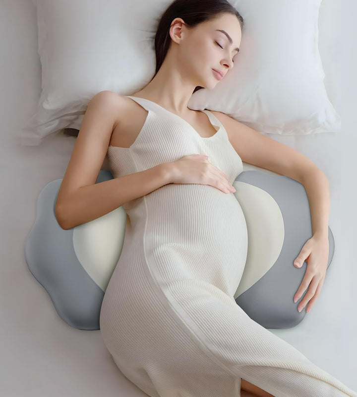 Pregnancy Pillow Cooling for Sleeping, Detachable and Adjustable Double-Sided Support Maternity Pillow Skin-Friendly for Pregnant Women Back, HIPS, Legs(30°Slope Design Verified by Expectant Mothers)