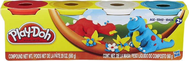 Play-Doh for Modeling 4-Pack of Colors 16 Ounce Total - Red, Yellow, White and Blue