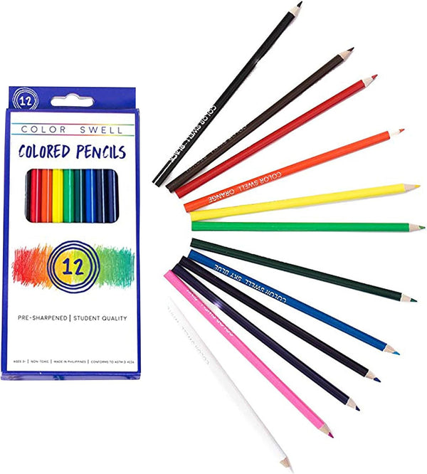 Colored Pencil Pack 12 Count Assorted Vibrant Pre-Sharpened Colors Perfect for Kids, Teachers, Classrooms, and All Ages