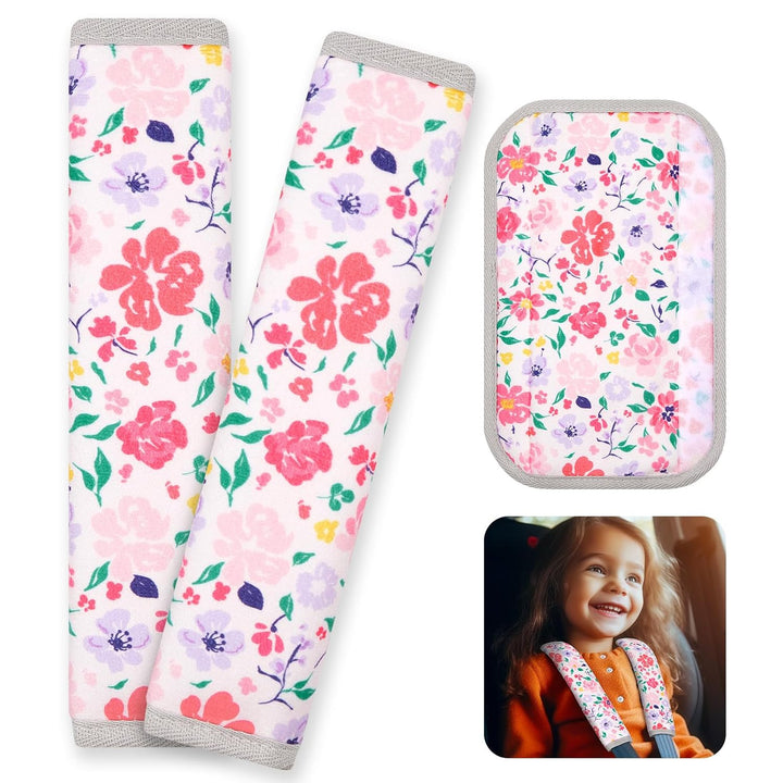 Seat Belt Cover Pad for Baby, Soft Seatbelt Cushion Covers for Kids 2Pcs Car Seat Strap Shoulder Pads for All Car Seats, Stroller, High Chair,Blue Dinosaur