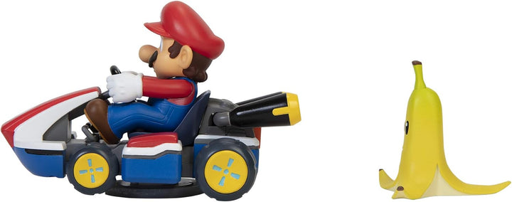 Spin Out Mariokart Mario Racer Vehicle with 360 Spins, Wind up and Go! Includes One 2.5” Mario Action Figure