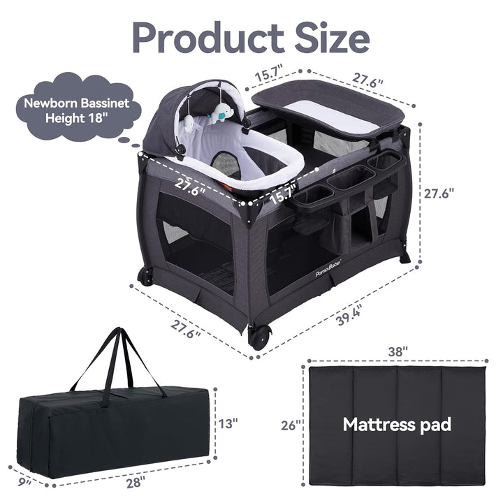 Portable Playpen Foldable Playard for Baby and Toddler Mattress, Changing Table for Newborn Portable Playard