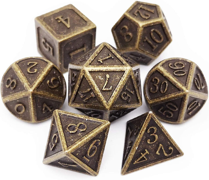 Bloodstained Metal DND Dice Set Blood Polyhedral D&D Dice Compatible with Dungeons and Dragons Gift TTRPG Antique Metal Halloween Dice