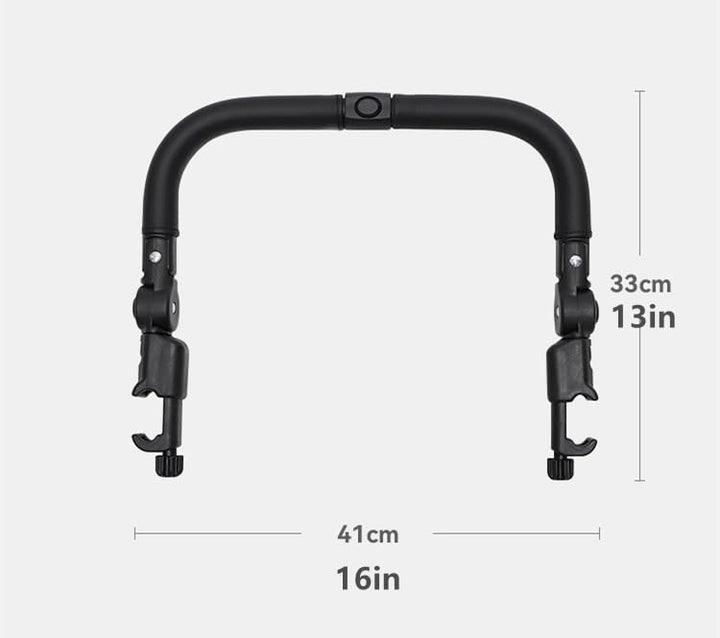 Stroller Bumper Bar Adjustable Angle Replacement Armrest Detachable Stroller Bar Handlebar Crossbar Stroller Accessory Dual-Mode Open with Black Smooth Leather Cover
