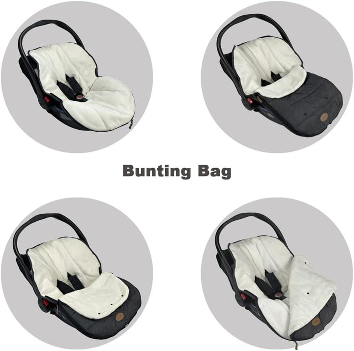 Car Seat Cover+Carseat Bunting Bag Intergrated into 1,Waterproof Anti-Cold Winter Bassinet Stroller Car Seat Sleeping Bag for Infant,0-12M