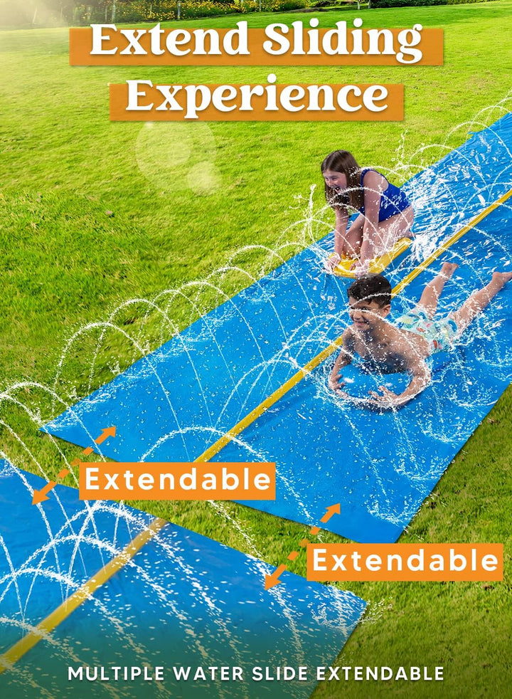 Huge Water Slide, 30Ft X 6Ft Heavy Duty Lawn Water Slip and Slide with Built-In Sprinkler and 2 Slip Inflatable Boards for Kids Adults Party Summer Yard Lawn Outdoor Play Activities