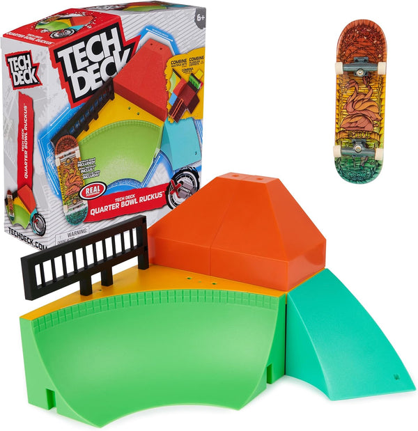 , Quarter Bowl Ruckus X-Connect Park Creator, Customizable and Buildable Ramp Set with Exclusive Fingerboard, Kids Toy for Ages 6 and Up