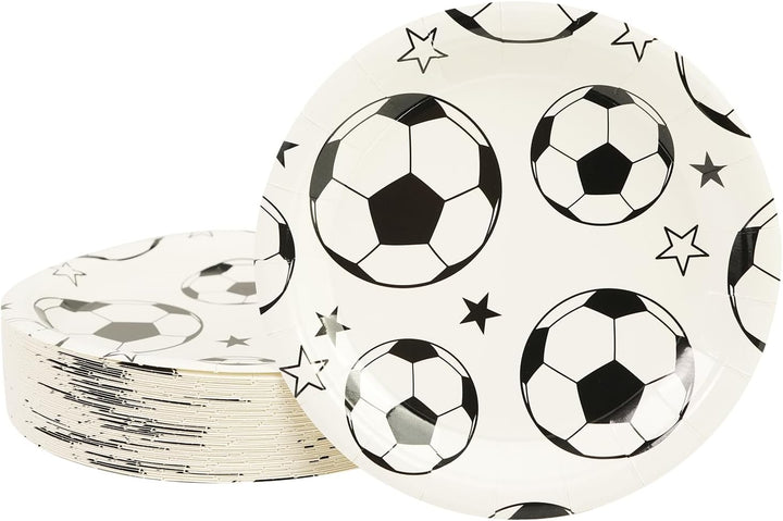 50PCS Baseball Party Paper Plates - 7Inch round Baseball Dessert Plates for Cake Salad Fruit Pizza Disposable Themed Decoration Supplies for Fan Sports Event, Birthday Party