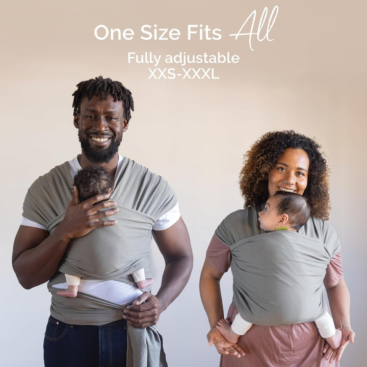 Baby Wrap Carrier – Original Baby Sling Carrier for Newborns (7–35 Lbs), Soft, Secure, Hands-Free & Ergonomic, Ideal for Comfortable Bonding, New Parents (Grey)