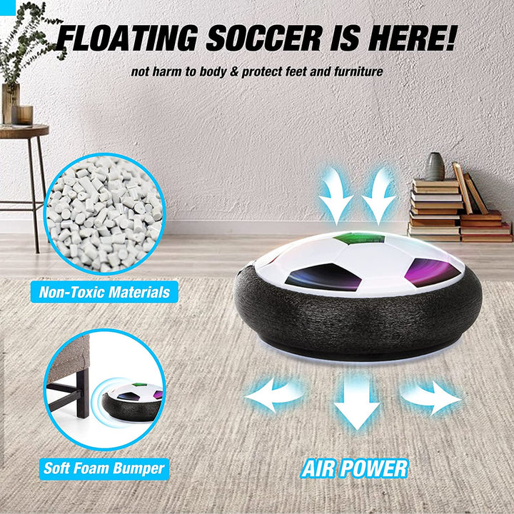 Boy Toys Hover Soccer Ball with 2 Goals, Indoor Soccer Gifts for Boys, LED Soccer Ball with Foam Bumper Inflatable Soccer Toys for 3 4 5 6 7 8 9 10+ Years Old Girls Boys