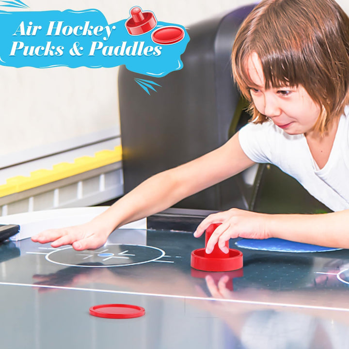 3 Sets 60Mm Mini Air Hockey Pucks and Paddles Air Hockey Pushers Pucks Goal Handles Paddles Red Replacement Accessories for Game Tables (6 Strikers+12 Pucks)