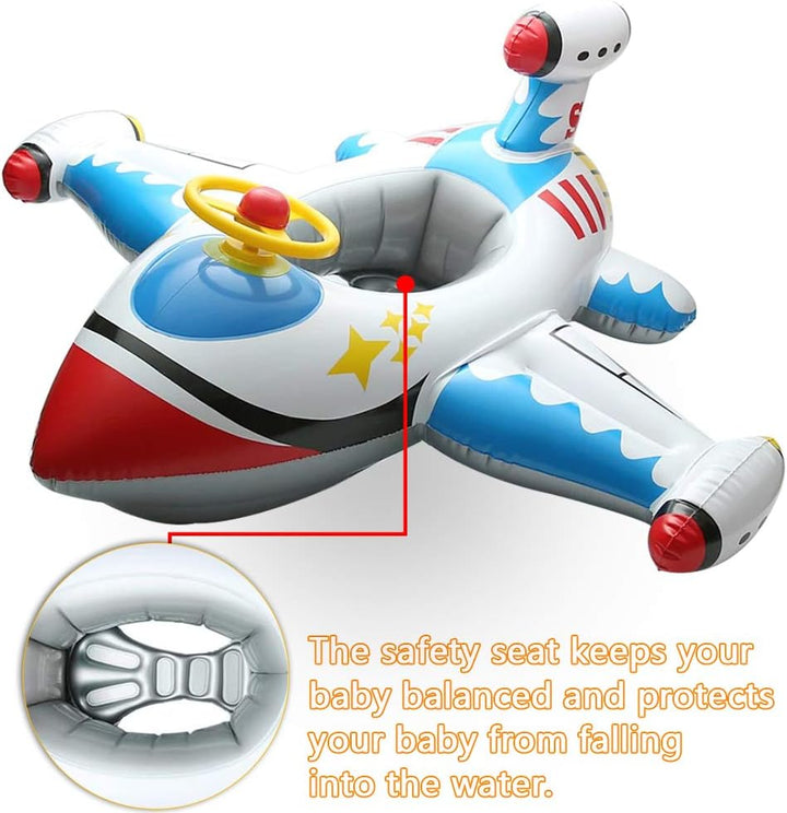 Baby Inflatable Pool Float Swimming Float Boat with Steering Wheel Horn for Kids Toddlers Age 1-4 Boys Girls Inflatable Ride-Ons Summer Pool Swim Ring Beach Supplies