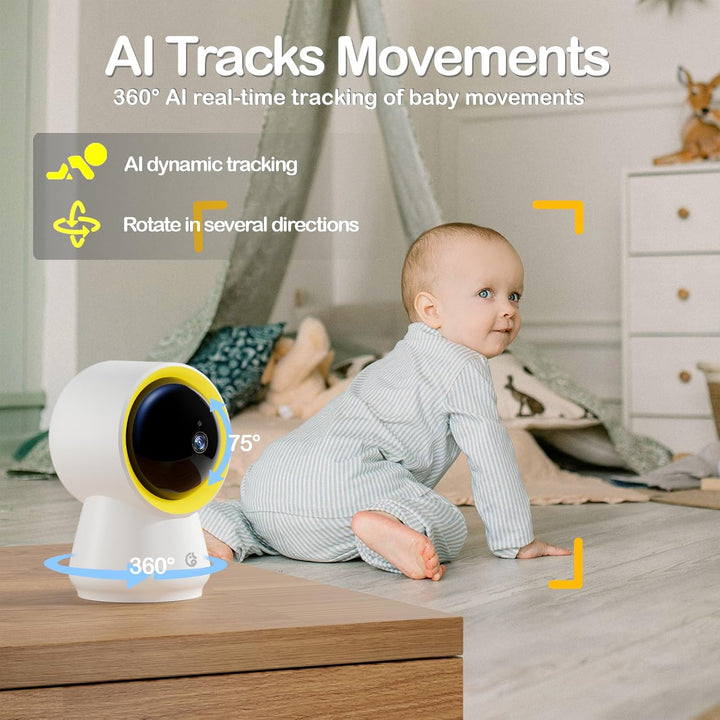 Baby Monitor No Wifi, Baby Monitor with Camera and Audio, 5" IPS 1080P with Wall Mount, 6000Mah Battery, 1000Ft Range, Smart Monitoring 24Hrs Playback, AI Cry Detection & Sleep Tracking