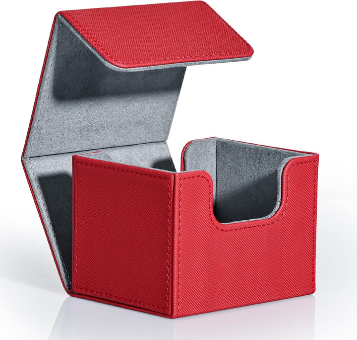 Card Deck Box for Trading Cards, MTG Commander Deck Box Holds 120+ Single Sleeved Cards, Leather Magnetic Card Storage Box Fits for TCG CCG Magic Cards (Black)