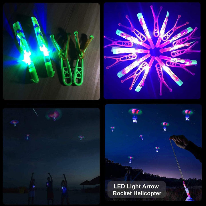 s Slingshot LED Light up Helicopters, 6 Copters and 3 Launchers - as Seen on TV for Unisex Children