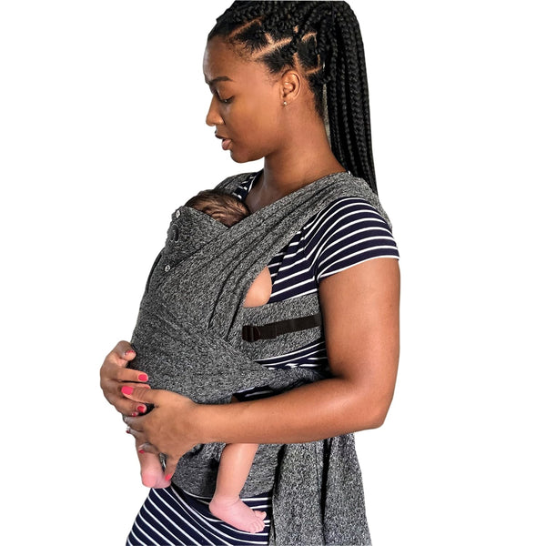 Comfyfit Adjustable Baby Carrier, 8-35Lbs, Heathered Gray, Hybrid Carrier, Newborn to Toddler with Adjustable Straps & Comfort of a Baby Wrap