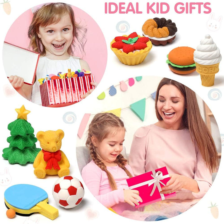 100 Pack Animal Pencil Erasers 3D Desk Pet for Kids Mini Puzzle Take Apart Eraser Student Classroom Prizes Rewards Easter Egg Fillers Treasure Box Back to School Supplies Kid Party Favors Gift