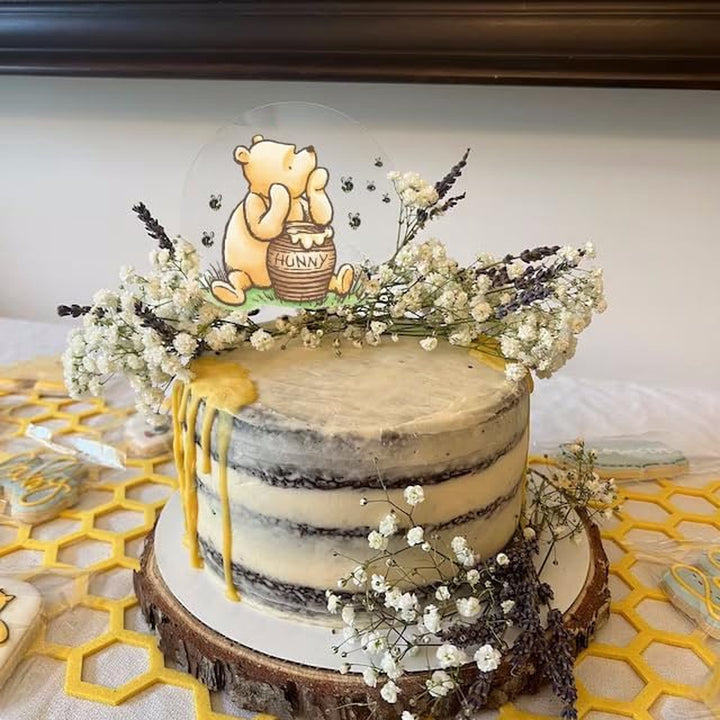 Winnie Cake Topper Acrylic Pooh Baby Shower Decorations Cake Decoration Cupcake Toppers Classic Winnie Birthday Decorations