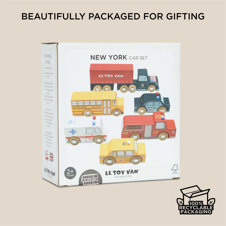 New York Car Set Premium Wooden Toys for Kids Ages 3 Years & Up