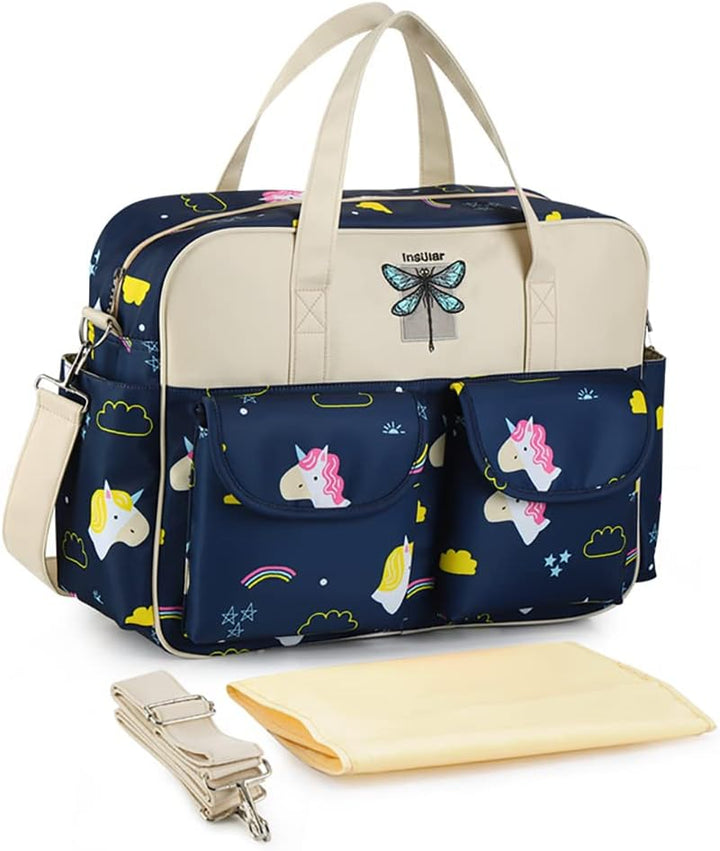 Mummy Shoulder Bag Diaper Bag Chic Nappy Changing Bag Tote/Messenger Style Large with Changing Mat, Adjustable Straps