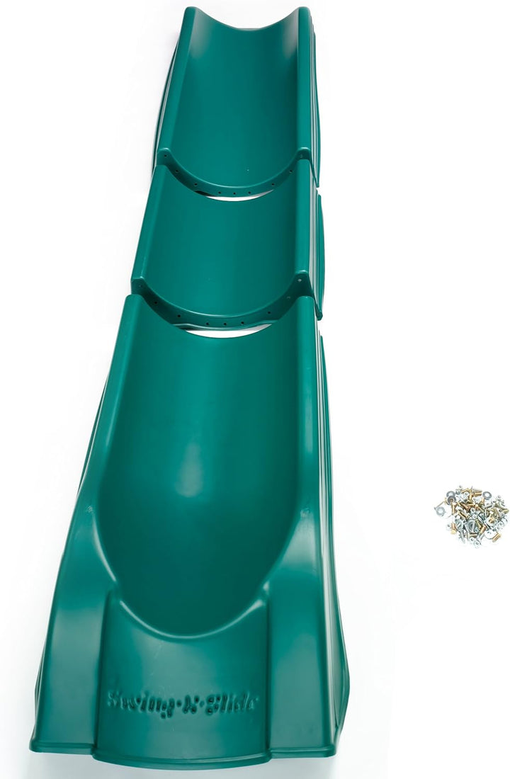 NE 4699-T Super Summit Slide 3 Piece Plastic Scoop Slide for 5' Swing Set Deck Heights, Green
