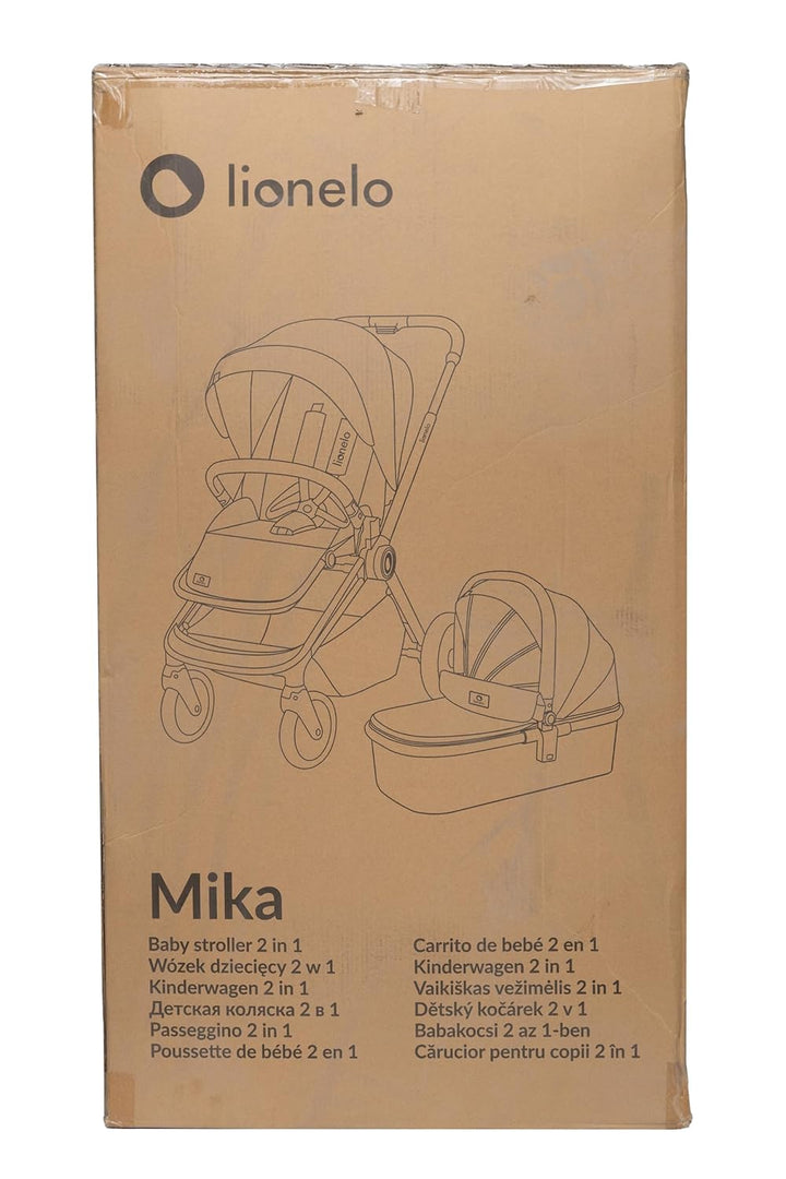 Mika 2-In-1 Combination Pushchair Baby Carrycot Pram Buggy Rain Cover Shoulder Strap for Transport, Mattress, Mosquito Net, Foot Cover, Waterproof Material, Rubber Wheels (Grey Graphite)