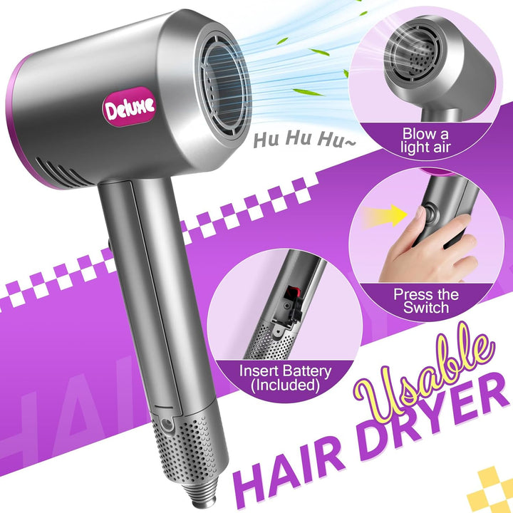 Hair Salon Toys for Girls, Beauty Salon Playset for Girls, Pretend Hair Styling Kit Set Dresser Toys, Kids Play Toy Hair Salon Playset Blow Dryer for Toddler Ages 4-6
