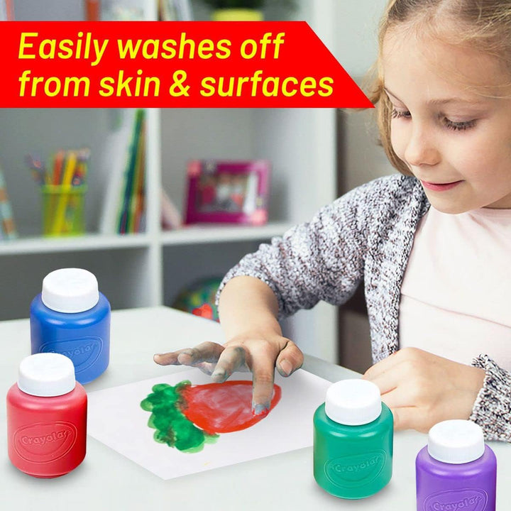Kids Painting Set, Washable Paint for Kids with Paint Cups, Toddler Paintbrushes, Waterproof Kid Smock, Non Toxic Washable Finger Paints 2 Oz Each, Toddler Painting Supplies