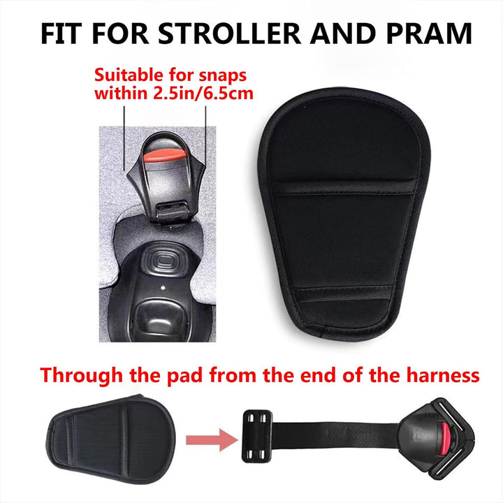 Baby Stroller Seatbelt Crotch Cushion Black 2 Piece, Universal Pram Belt Pads for Newborns Infants Kids, Pushchair Seat Belt Crotch Covers