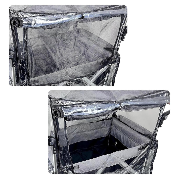 Big Size Rain Cover for Stroller, Mosquito Net for Trolley Cart, 2In1 Big Cover with Window for Picnic Camping Wagon Stroller Waterproof Windproof Accessories (Cart Not Included)
