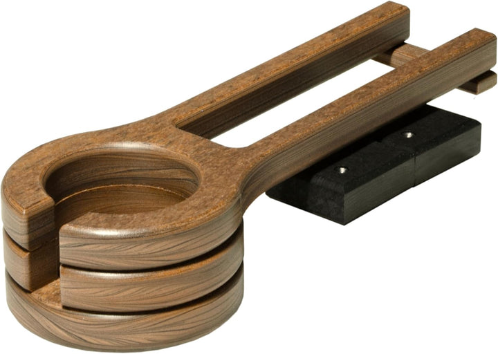 Glider Cup Holder Attachment for Outdoor Gliders, Slide Out Cup Holder for outside Glider Chairs, Space Saving Design - Amish Made USA (Chestnut Brown)