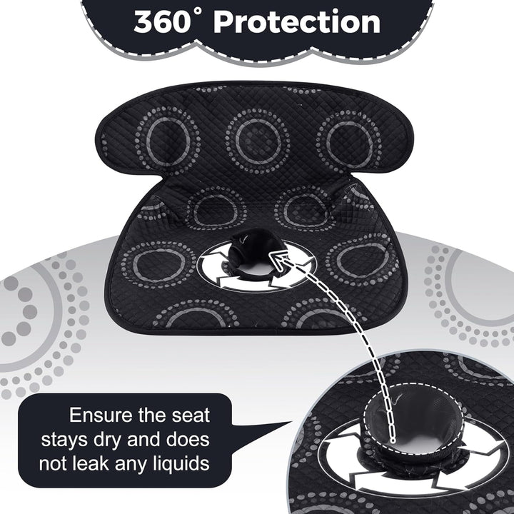 Piddle Pad, Car Seat Potty Training Protector, Baby Waterproof Car Seat Cover with Anti-Slip Backing, Machine Washable Liner for Toddler Carseat, Stroller (Black)