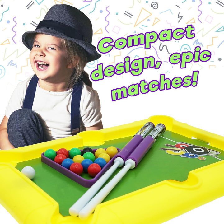 12 Inch Mini Pool Table Set (Mini Billiards) W/ 2 Cue Stick & Pool Balls. Portable Travel Size Mini Arcade Game. Office Desk Toys & Tabletop Games. Party Favors. 209