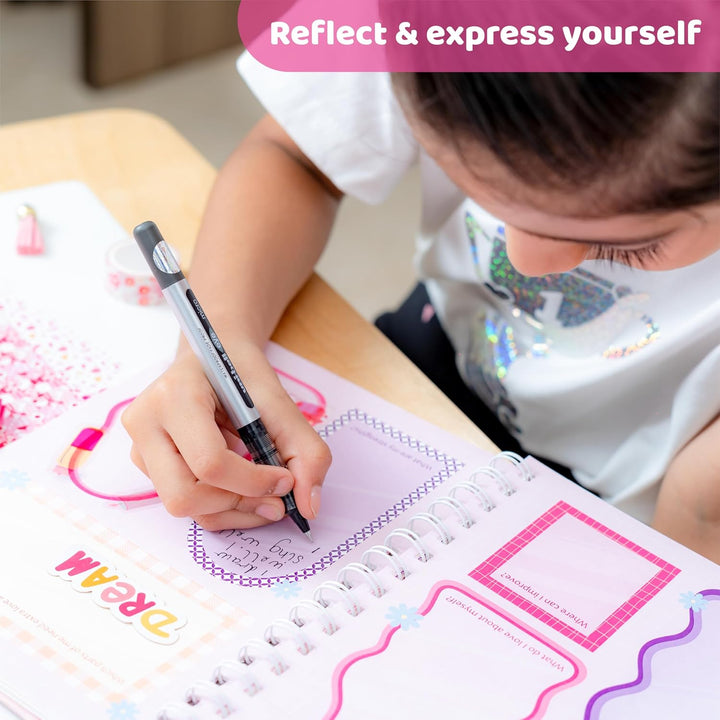 DIY Journal for Girls Ages 8-12, 242 Pcs, Journaling Kit, Tween Scrapbook, Includes 10 Mental Health Exercises, Girls Diary 8 9 10 11 12 Years
