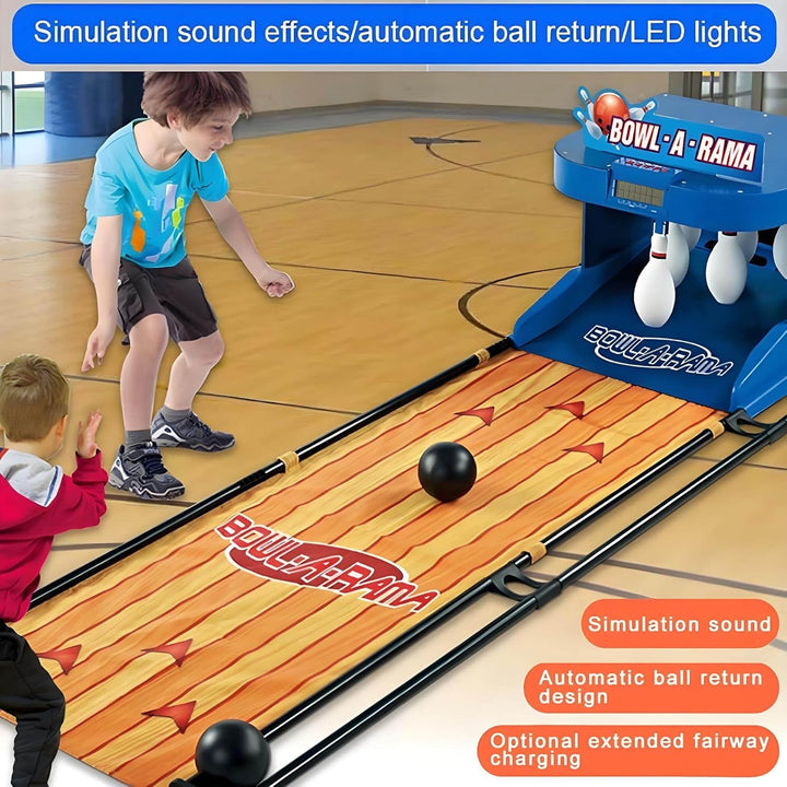 Electronic Bowling Alley Game, Indoor Bowling Ball Sports Game Console with LED Electronic Scoreboard, with Automatic Reset, Lighting & Simulation Sound Effect, Fun for Children and Adults,3.5M/11Ft