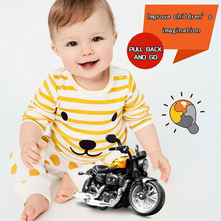 Die Cast Toy Motorcycle,Pull Back Motorcycle with Sounds and Lights 1:14 Friction Powered Kids Toy Cars,Motorcycle Toys Gift for Boys or Girls over 3 Years Old Birthday Christmas (Black)