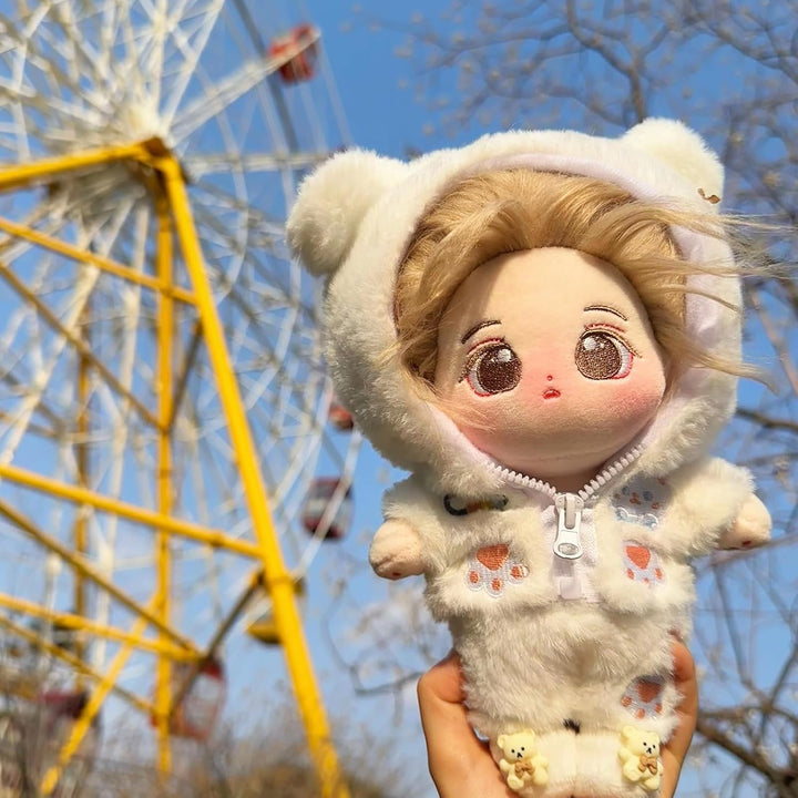 20Cm Plush Doll Clothes, Anime Plushie Outfit Suit Pajamas, 8 Inch Cotton Doll Clothes for Dolls Stuffed Animals (Whitebearnew Suit)