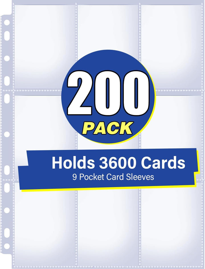 42 Pack 9 Pocket Double Side Card Sleeves Binder Sheets, Holds 756 Cards, Trading Card Binder Sleeves for 3 Ring Binder, Card Sleeve Pages for Baseball, Football, Business, TCG, Kpop Cards