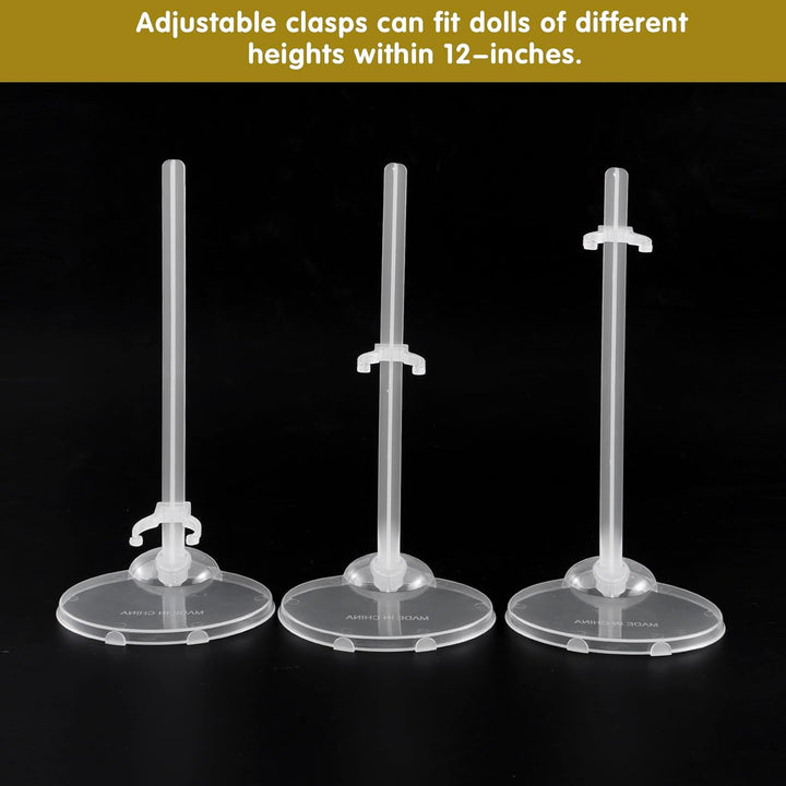 Transparent Dolls Holder Stand Support for 9Inches-12Inches Dolls - Pack of 10