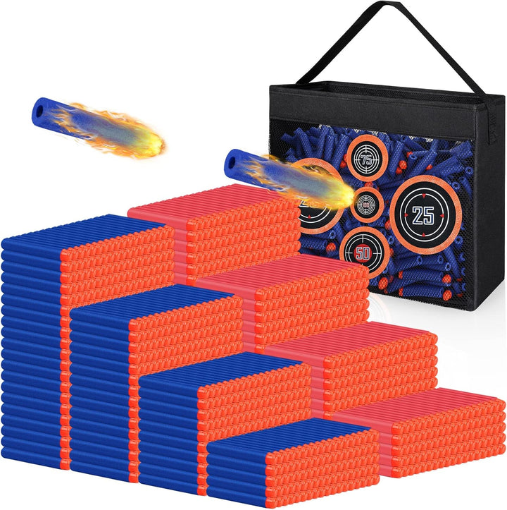Refill Darts Bullets Compatible with Nerf Guns N-Strike Elite Series, 300PCS Refill Darts Premium Foam Bullets Pack with Portable Storage Bucket