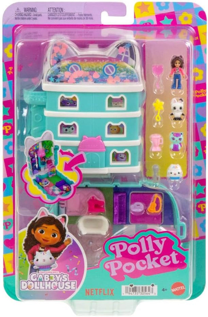 X Gabby’S Dollhouse Compact, Micro Dolls and Playset, 9 Themed Accessories, Pandy Paws, Cakey, & Mercat Pet Friends