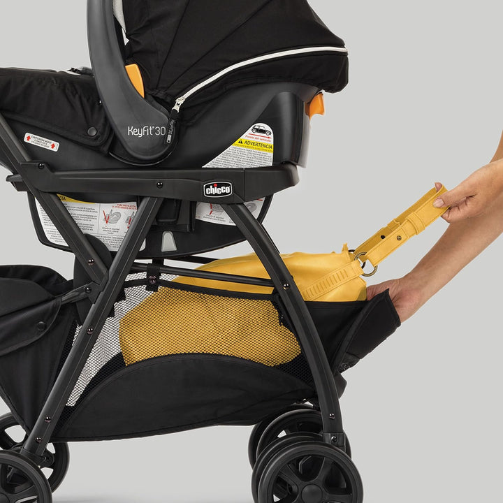 Keyfit Caddy Frame Stroller, Accepts All  Infant Car Seats, Adjustable Handle, Parent Tray | Black/Black