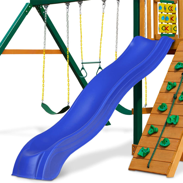 9' Alpine Wave Slide Plastic Slide Attachment for 5 Foot Deck Heights- for Outdoor Swing Sets and Playhouses, Blue