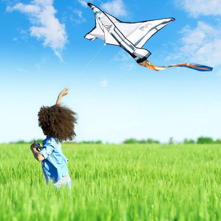 Spaceship Kite Easy to Fly for Kids and Adults with 262.5 Ft String, Large Beach Kite for Outdoor Games and Activities